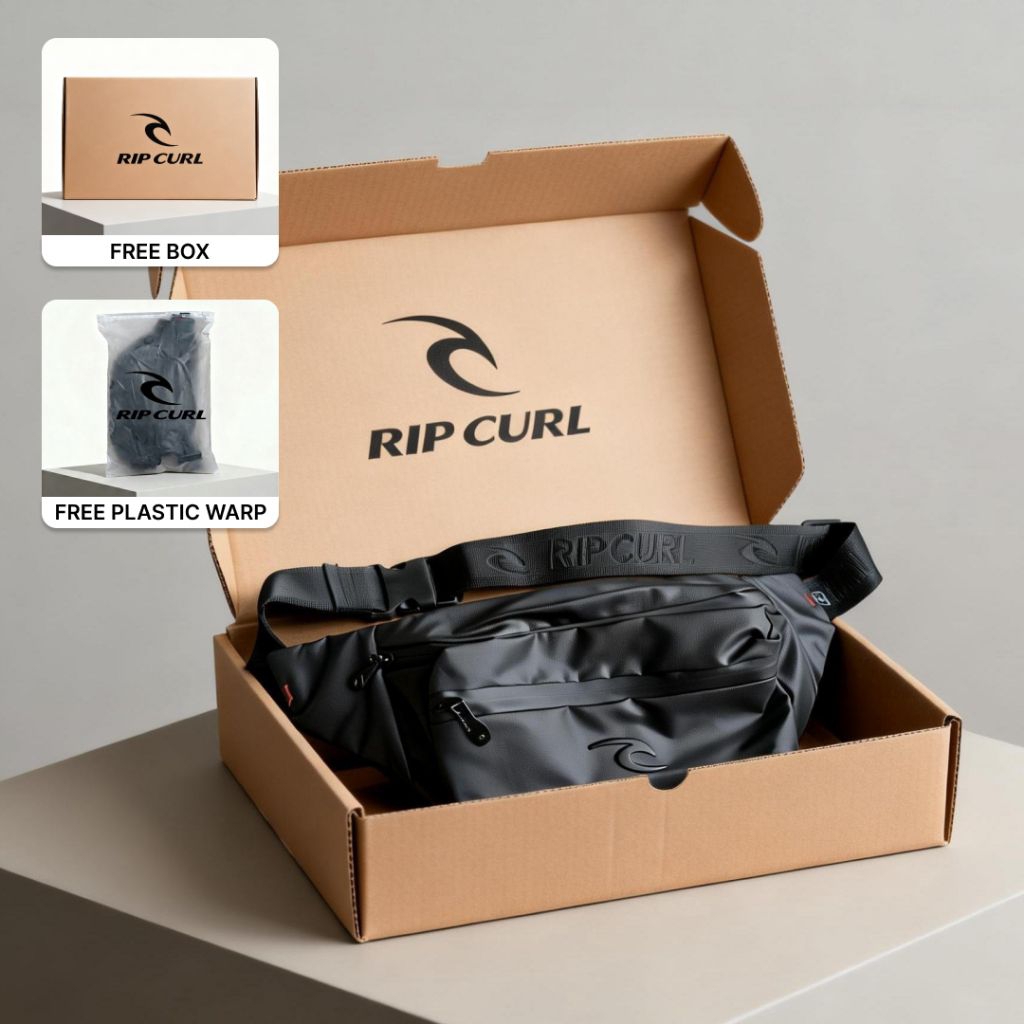 TAS RIPCURL WAISTBAG SLING BAG RIPCURL TAS SELEMPANG PINGGANG RIPCURL HITAM LOGO BESI