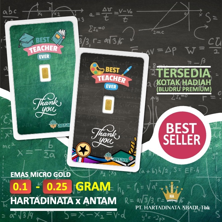 LM Logam Mulia Emas Hartadinata x Antam 0.1 - 0.25 gram 0,1 - 0,25 gr Kado Guru Dosen Pengajar