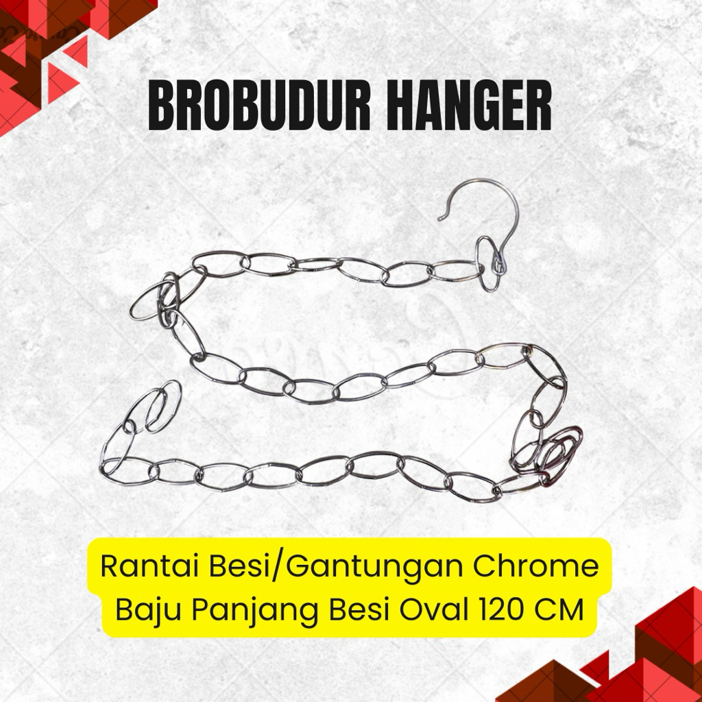 Rantai Besi/ Gantungan Chrome Baju Panjang Besi Oval 120 CM