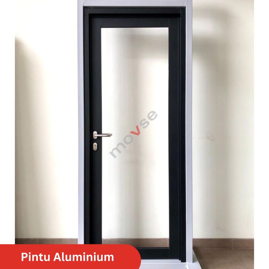 Pintu Aluminium 80 x 200 cm Hitam / Putih