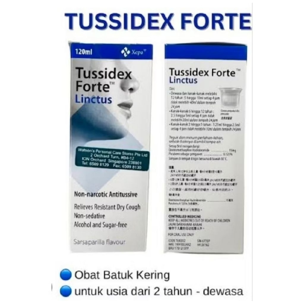 XEPA Tussidex Forte Linctus (120ml) obat Malaysia original obat batuk kering Malaysia