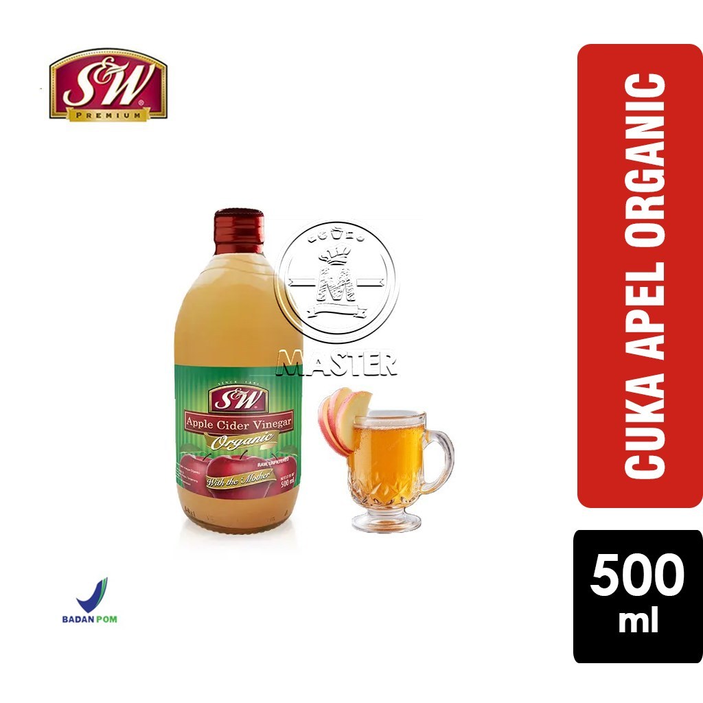 S&W SW Apple Cider Vinegar Organic / Cuka Apel Organik [Botol Kaca 500ml]