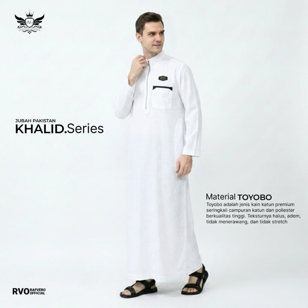 Jubah Gamis Pria Khalid Rafvero Original Bahan Toyobo Elegan