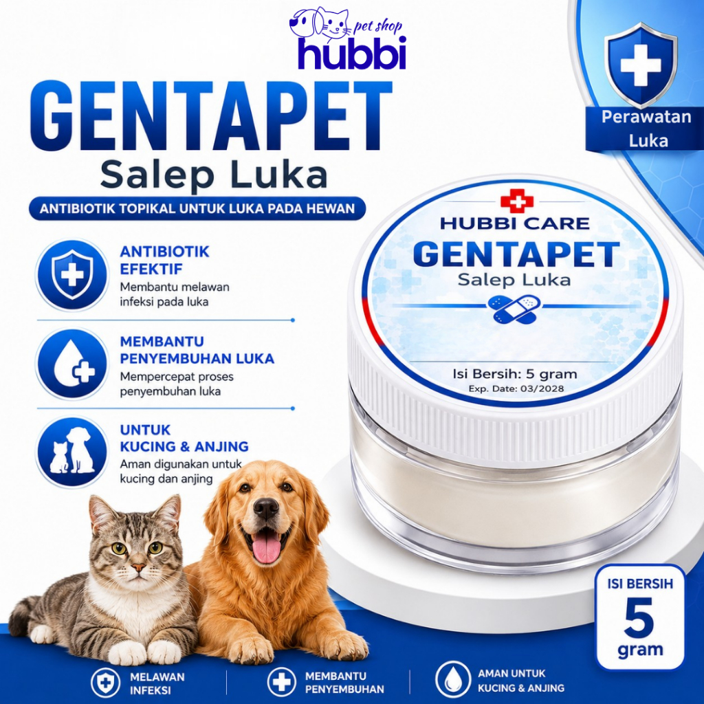 Genta Pet Salep Luka Kucing Anjing | Obat Luka Bernanah, Bakar, Lecet & Infeksi Kulit Hewan