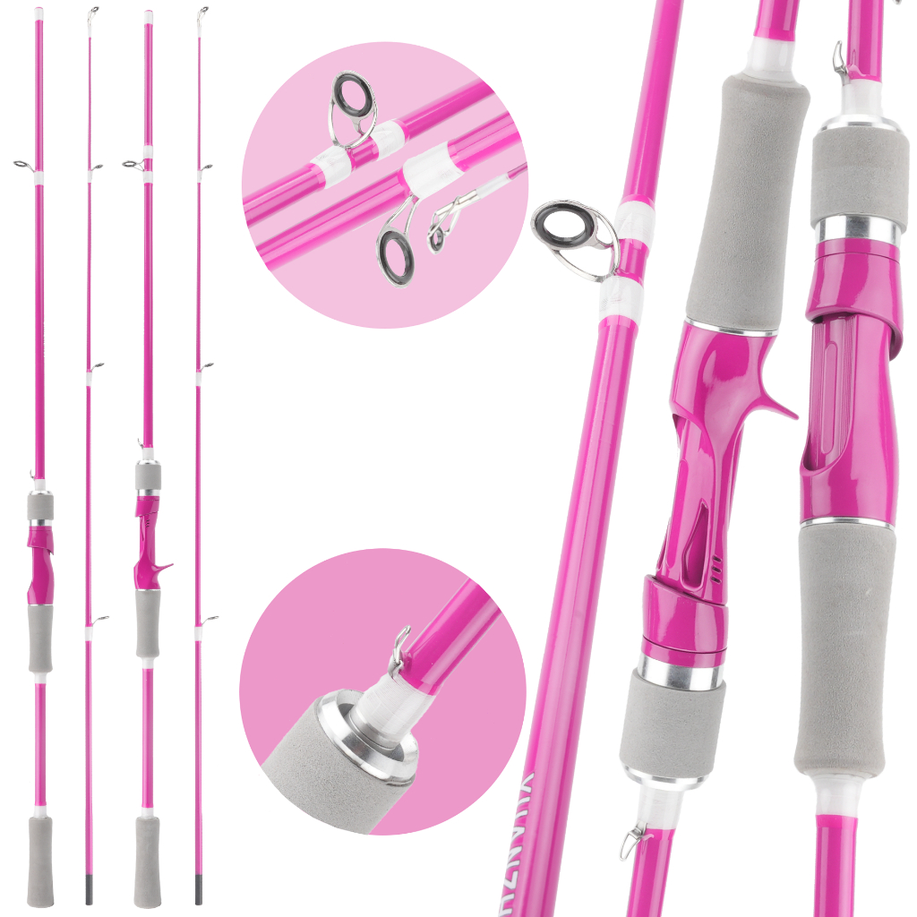 Joran memancing umpan merah muda cherry versi spiral melemparkan 2 serat kosong ultra ringan desain 