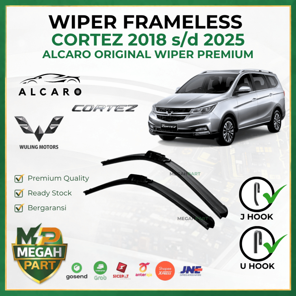 Wiper Frameless CORTEZ 2018 s/d 2025 Original Alcaro - Sapu Kaca Wuling CORTEZ - Wiper Wuling CORTEZ