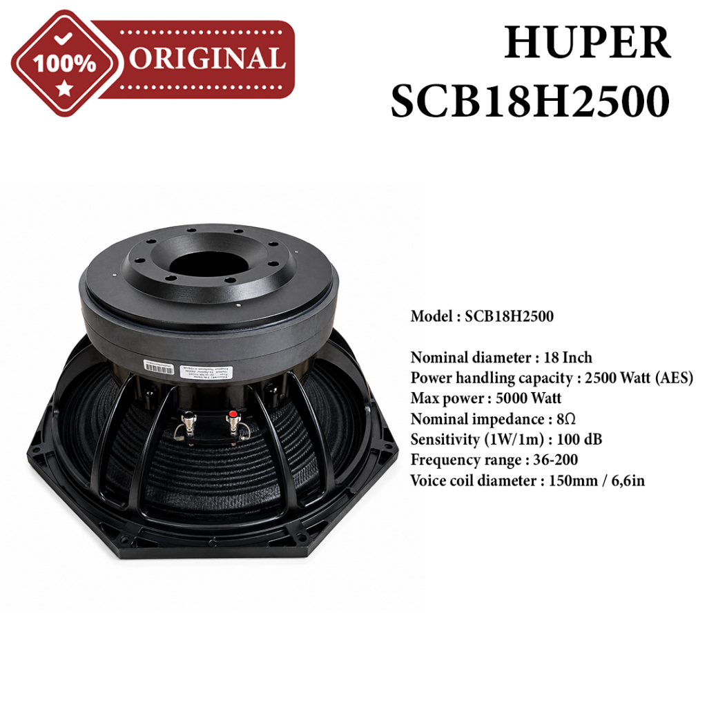 Komponen Speaker 18 Inch HUPER SCB18 H2500 | H 2500 Khusus Balap 2500 WATT Original