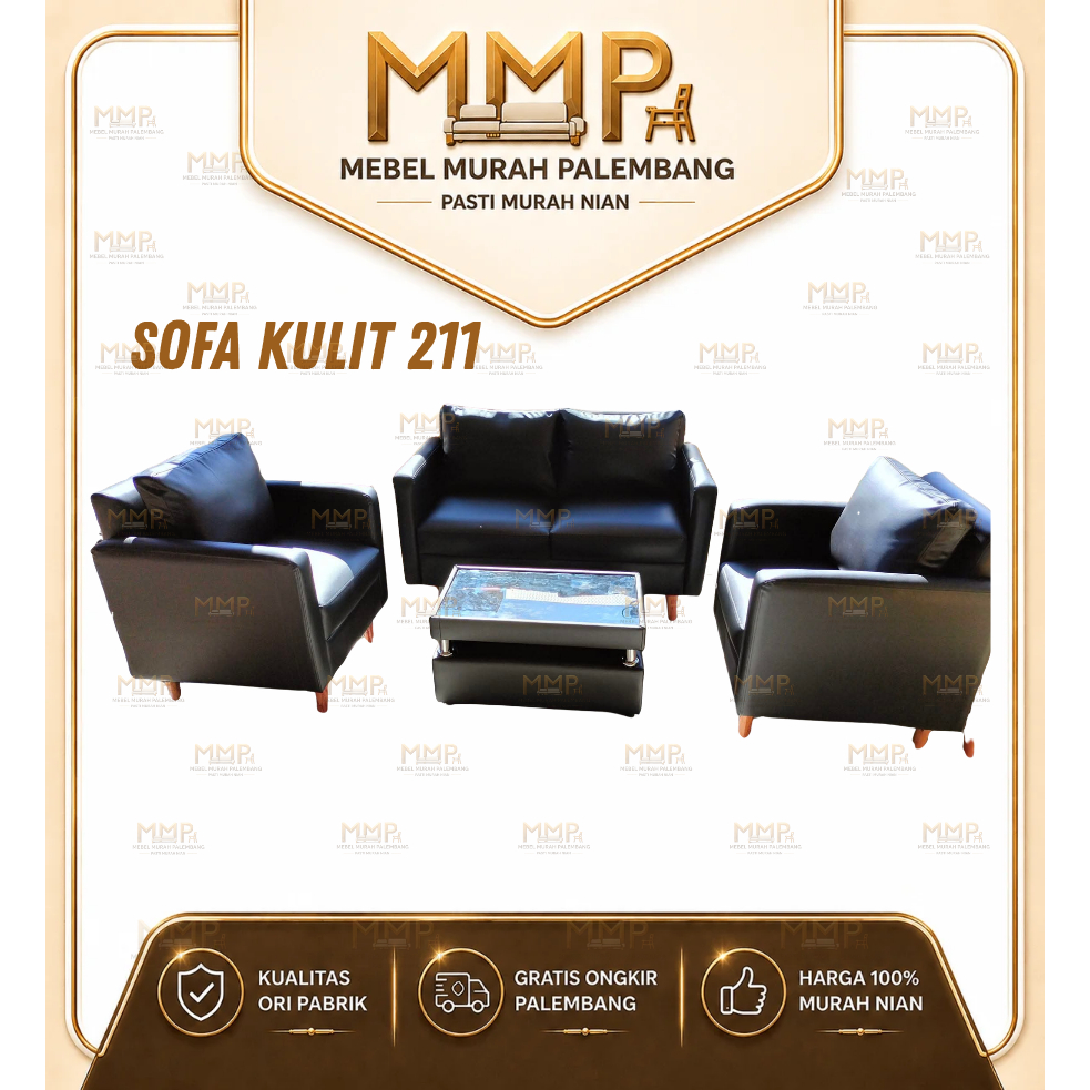 Sofa Tamu Kulit 211 Minimalis | Sofa Kulit Minimalis Murah Palembang