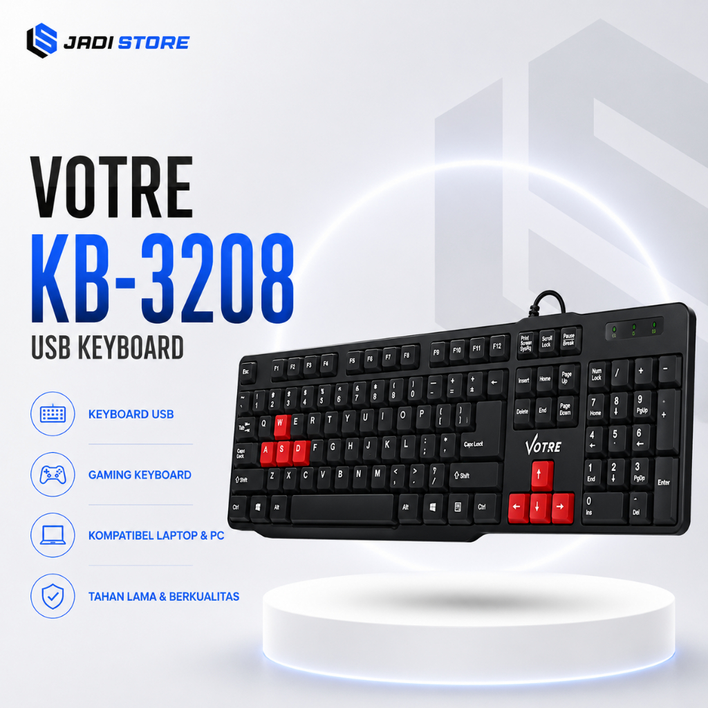 Keyboard Votre KB-3208 USB Murah Berkualitas Gaming Keyboard Laptop Keyboard Komputer Keyboard PC Mu