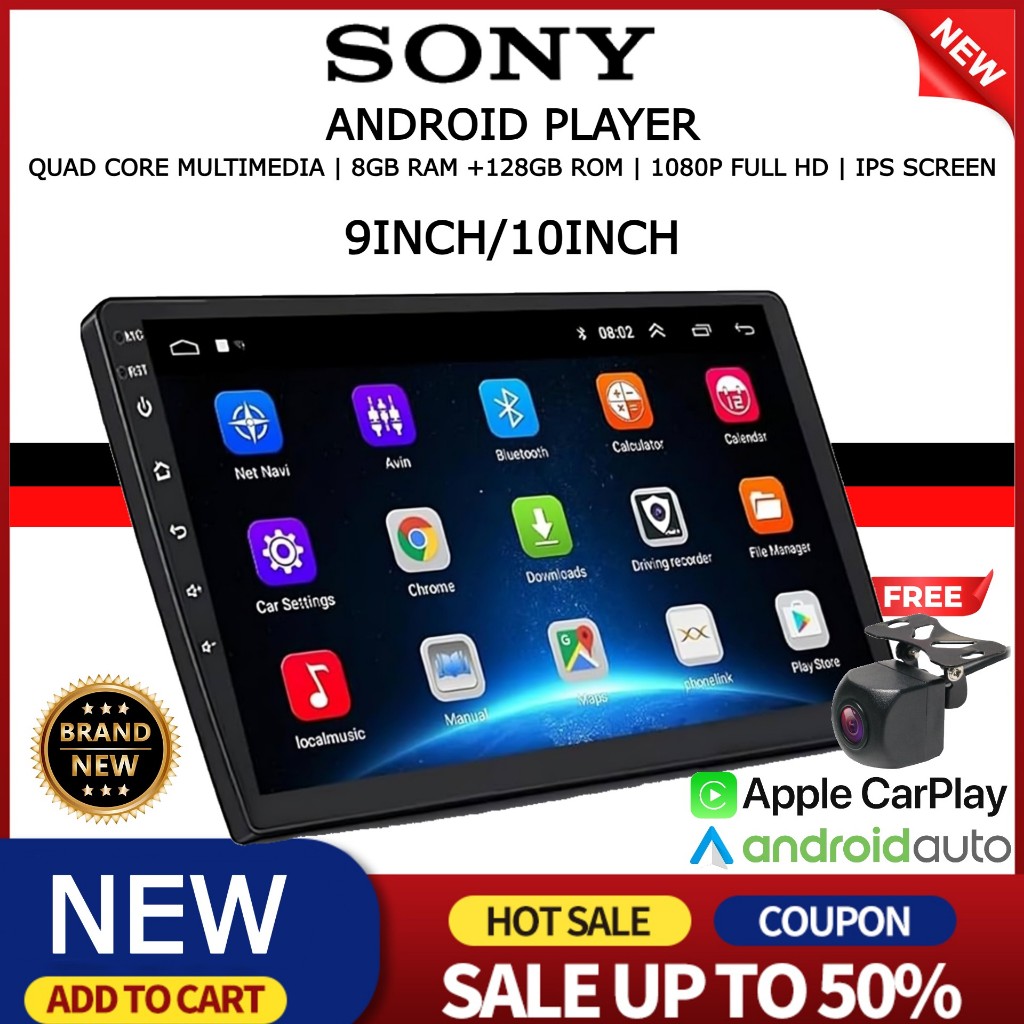8GB RAM+128GB ROM 2026 Newest Android Player "9"10 inch Quad Core Car Multimedia MP5 Player WIFI