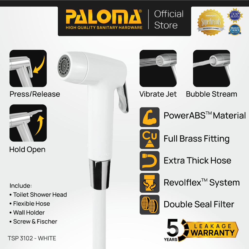 PALOMA TSP 3102 Toilet Shower Jet Washer Jet Shower Bidet Spray Semprotan Cebok Bilas Kloset Closet 