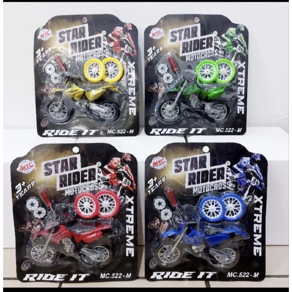 (TRENDING)Miniatur Motor Cross Komplit 2 Ban Serer plus Obeng/Motor Sport/Motor trail/ Mainan Anak/M