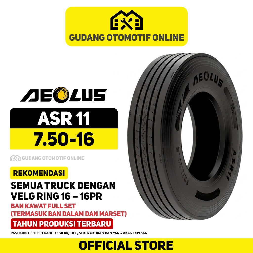 Ban Truk Aeolus ASR11 ASR 11 750 R16 16 Truck Colt Diesel Canter Ragasa 7.50 R16 16PR