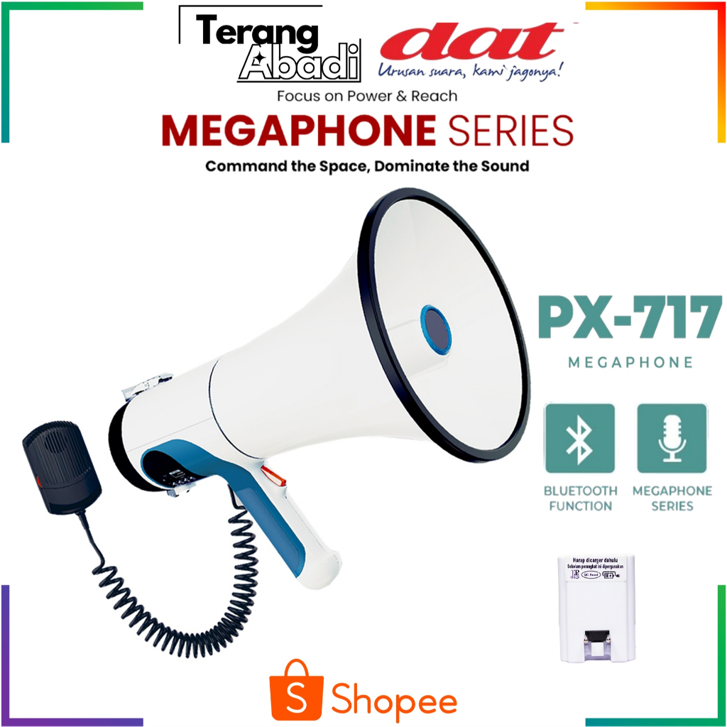 Megaphone Dat Pengeras Suara Dat PX-717 100 Watt Toa Corong Megaphone Dat Speaker Bluetooth Baterai 