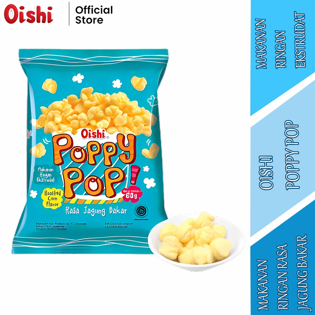 Snack Pop Rasa Jagung Bakar - Oishi Poppy Pop - Cemilan Snack Jagung - 60gr