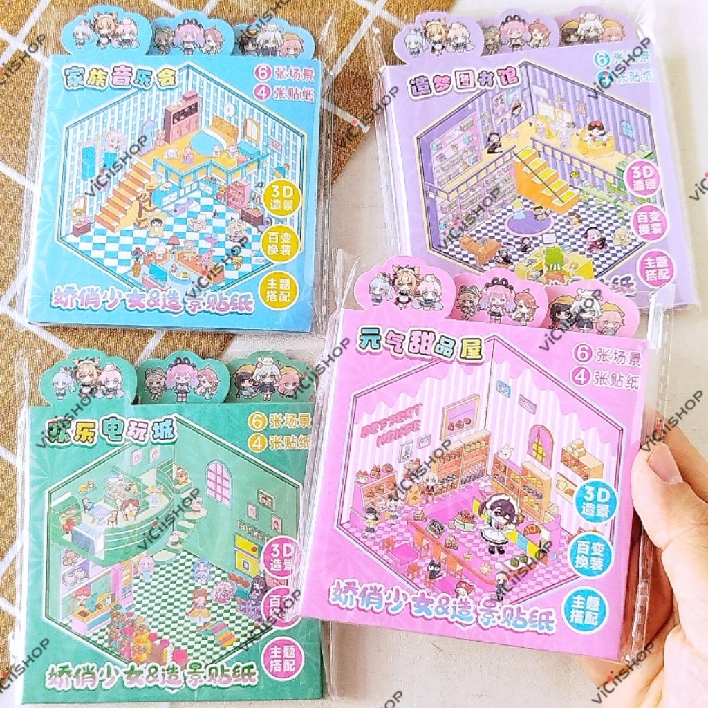 Mainan Stiker Landscape Dan Baju Girl | Mainan Tempel Baju Dekorasi Ruang | Mainan Anak Perempuan