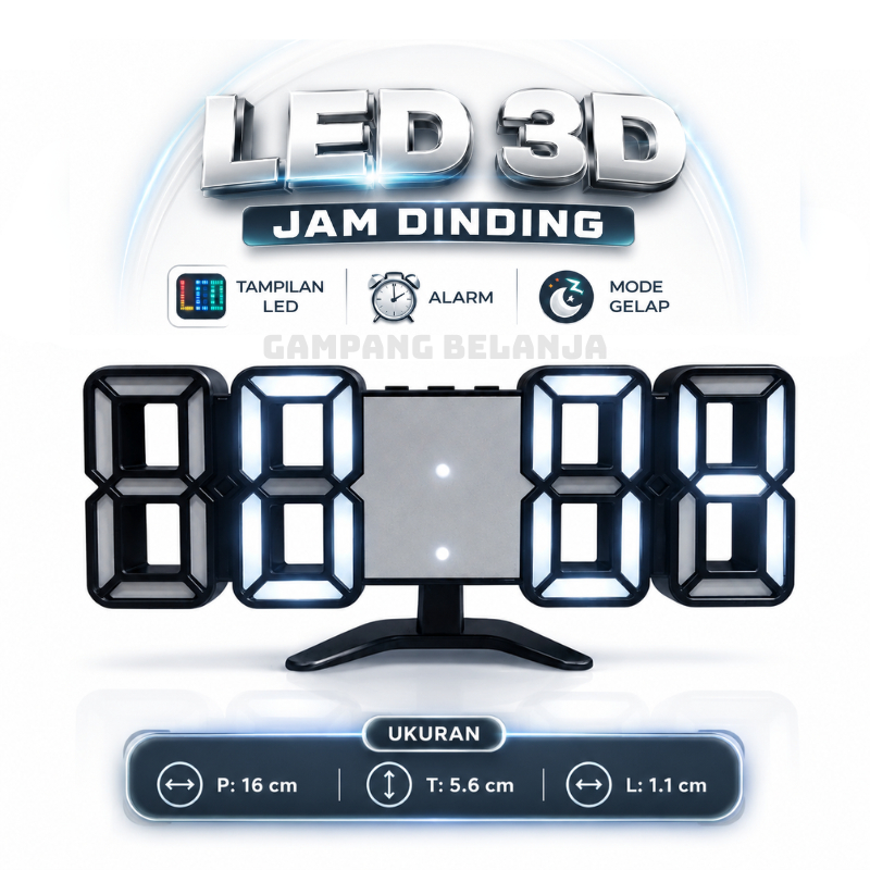 JAM DINDING DIGITAL LED DISPLAY MINIMALIS/ JAM DINDING DIGITAL LED 3D AESTHETIC/ JAM DINDING MODERN