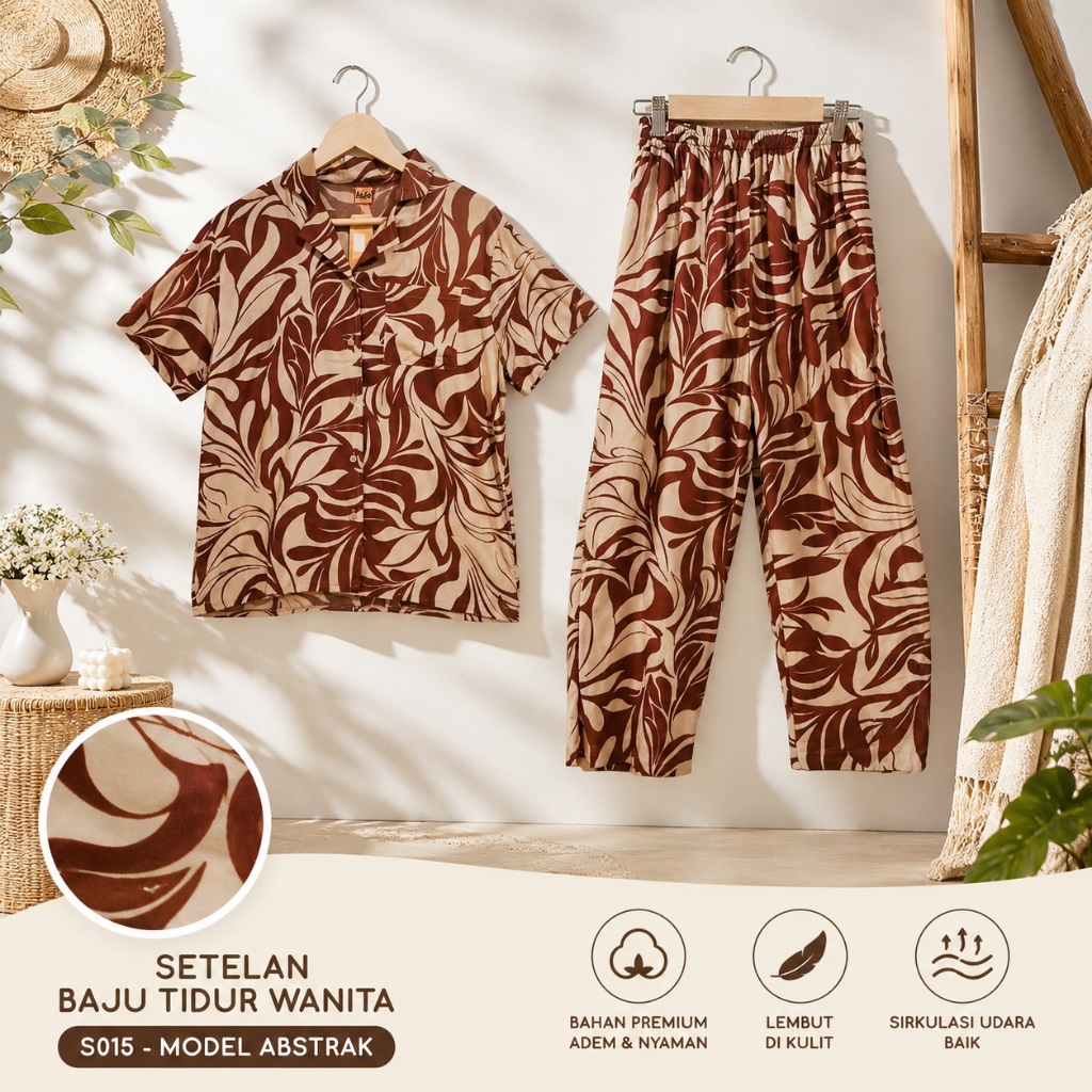 Setelan wanita Baju Tidur Wanita Model Abstrak Celana Panjang Pretty Cute