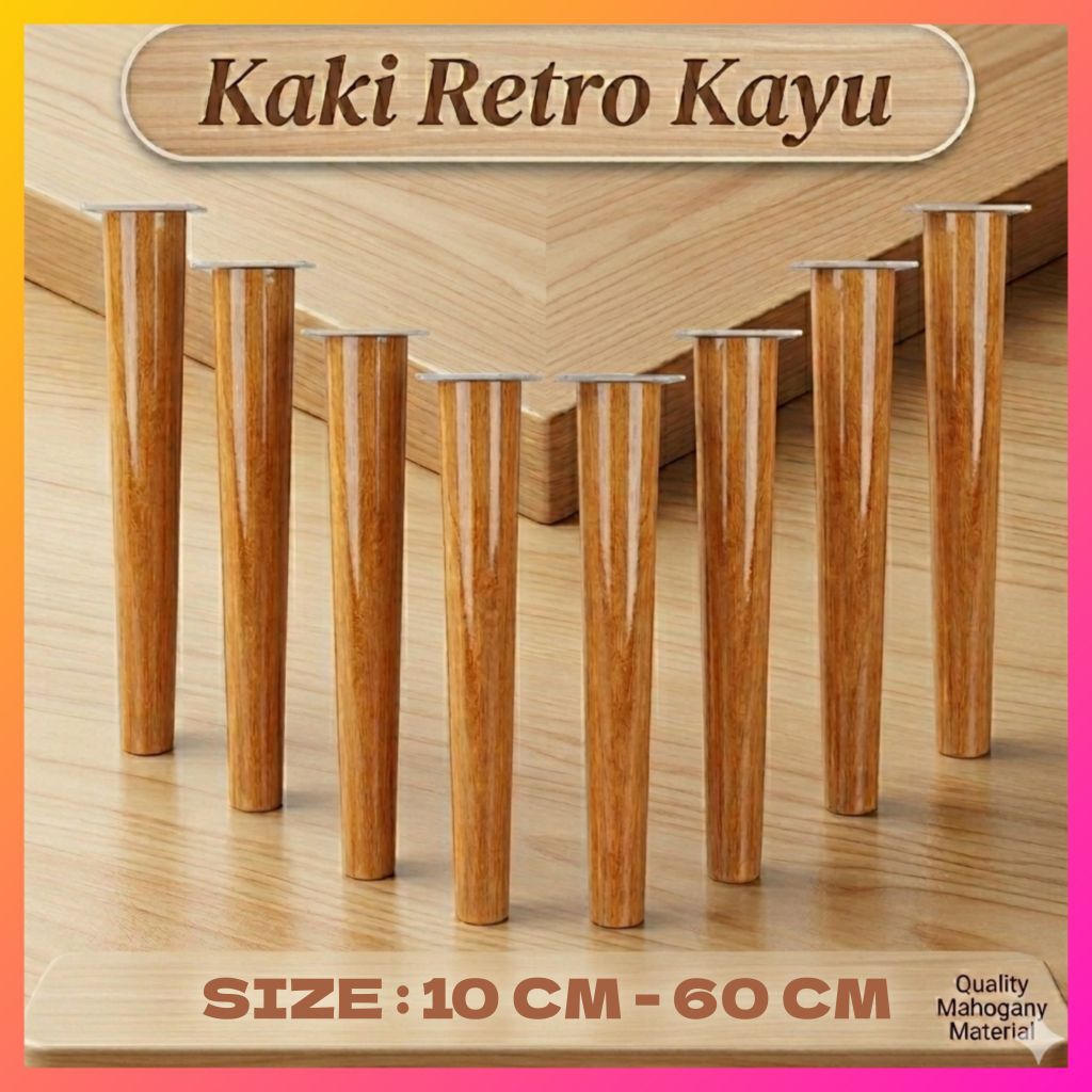 kaki sofa kayu / kaki meja kayu | tinggi 10 CM ~ 60 CM | Miring / Lurus