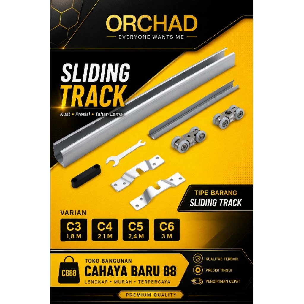 Sliding Track Orchad / Rel Pintu Geser Orchad / Sliding Track Orchad / Rel Pintu Geser 1,8 meter ata