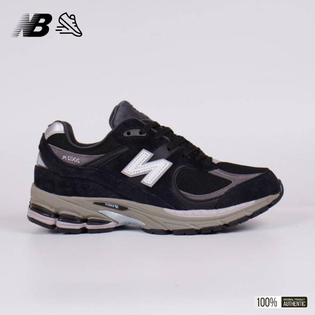 Sepatu 2002R Black Grey Original