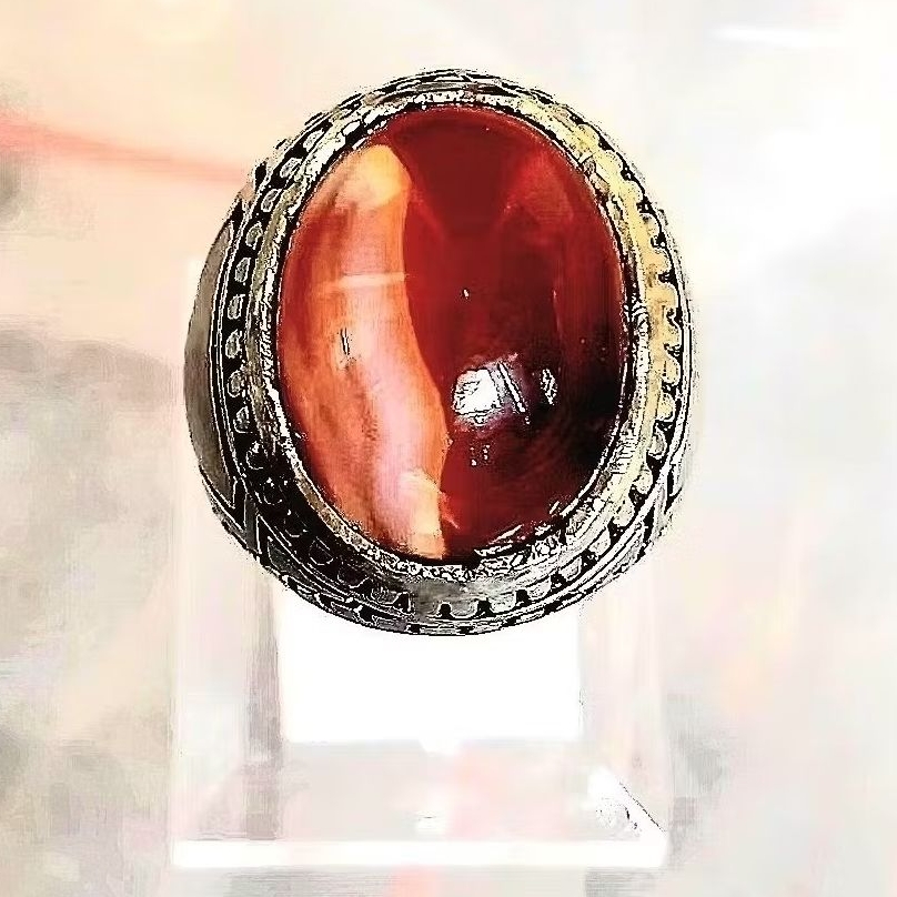 cincin batu akik sulaiman motif merah putih