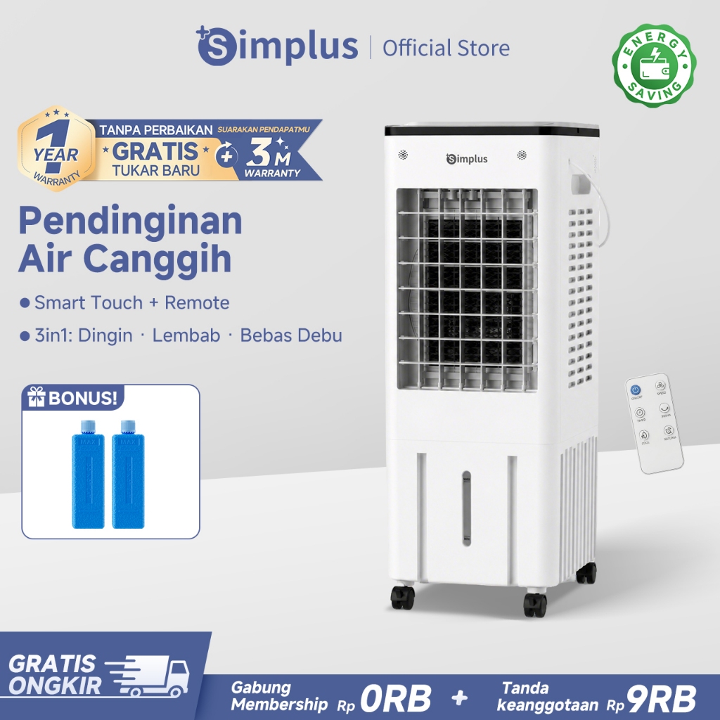 Simplus Air cooler Kipas Angin Pendingin Kipas AC Rumahan Tangki 10L Jangkauan Udara Luas