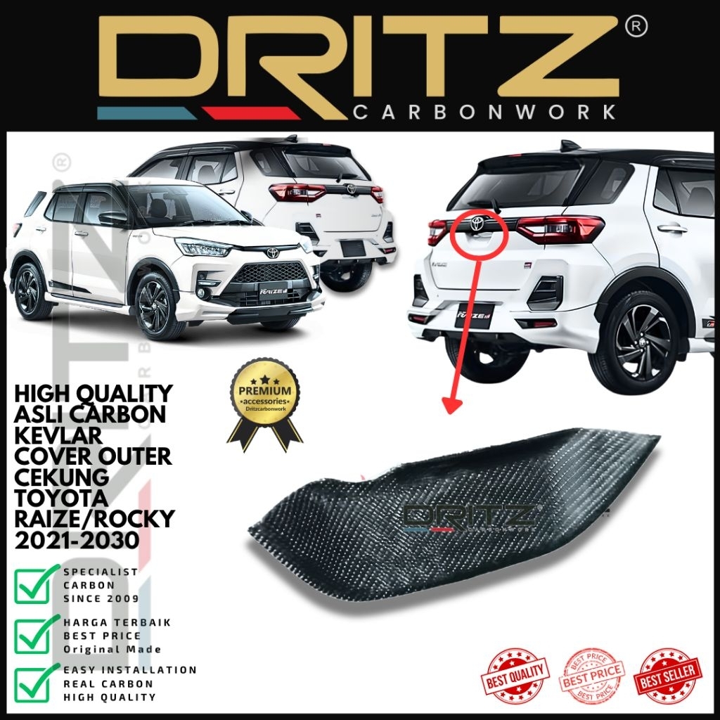 High Quality CARBON Kevlar Cover Cekung Handle Bagasi Outer TOYOTA RAIZE & DAIHATSU ROCKY 2021 2031 