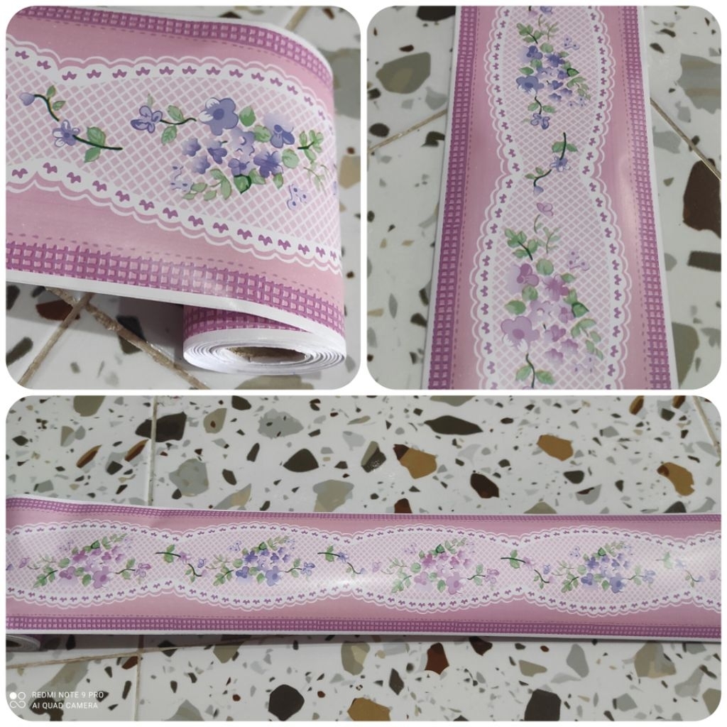 LIST BORDER WALPAPER PREMIUM BERKUALITAS MOTIF BUNGA PINK