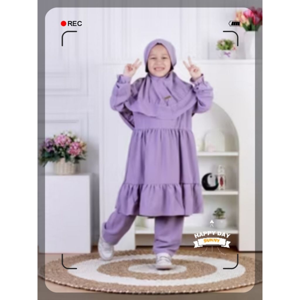 Set Gamis Anak acha kids fashion 3/4 cringkel
