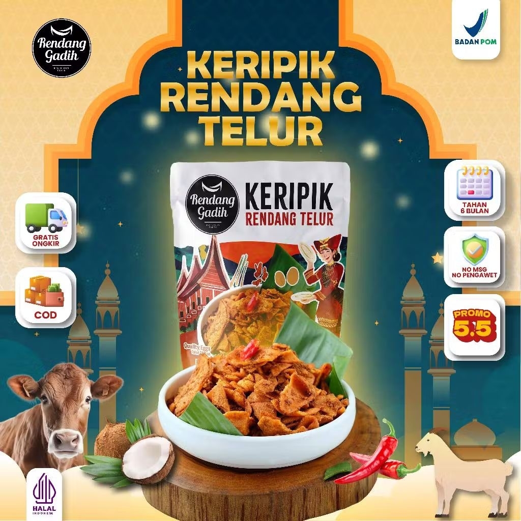 Keripik Rendang Telur - Rendang Gadih Makanan Siap Saji Khas Minang Asli Padang Payakumbuh