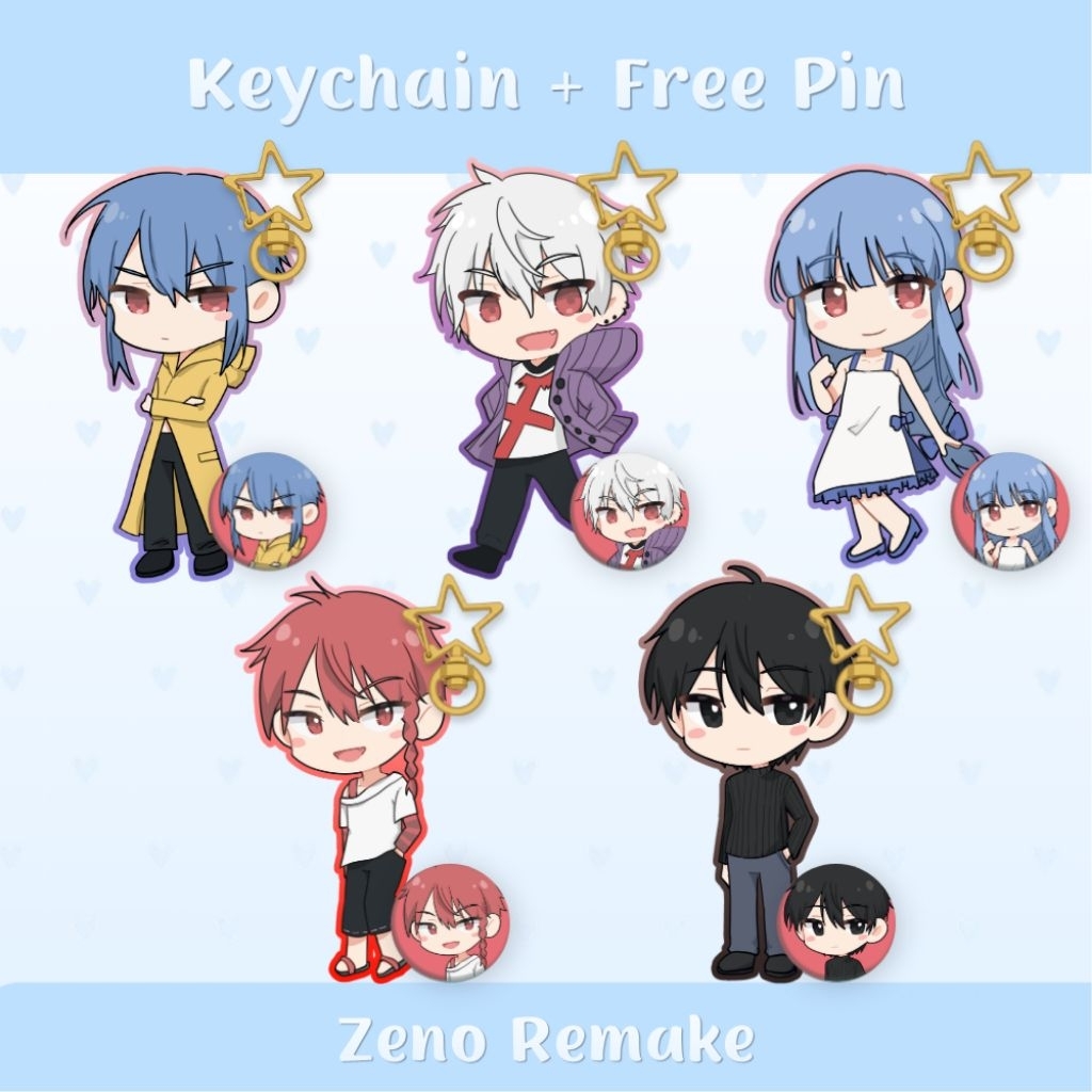 Keychain Acrylic Translucent 6cm – Ganci/Gantungan Kunci Fanmerch Zeno Remake + Bonus Glitter Pin 44