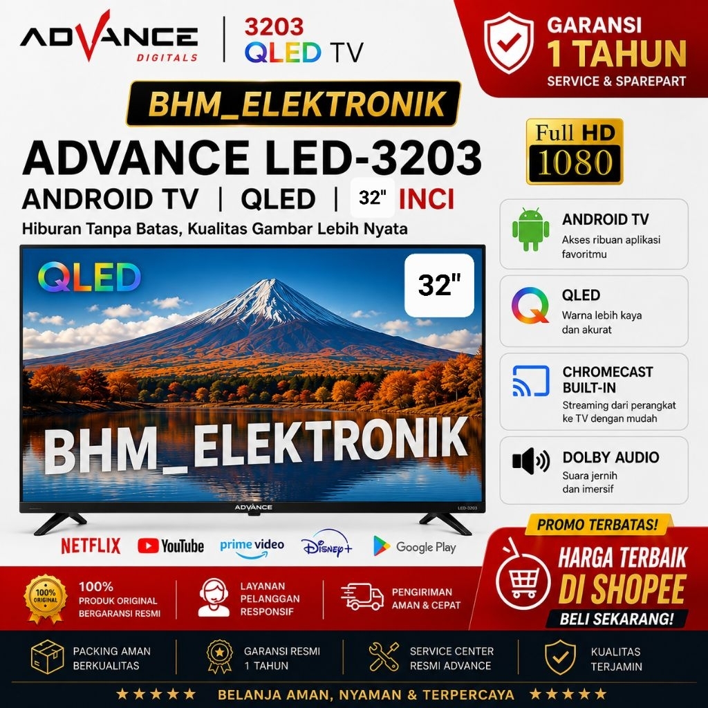 QLED ADVANCE 32INCI 3203A ANDROID TV ADVAN 32INCI QLED 32INCI
