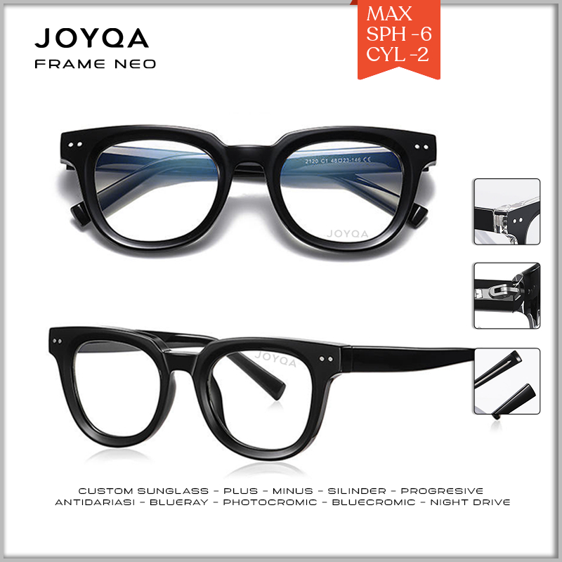 JOYQA | FRAME NEO - Kacamata Tebal Kotak Uniseks Cewe Cowo Anti Radiasi Blueray Photocromic Bluecrom