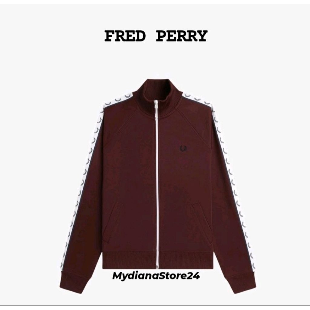 FRED PERRY WOMEN'S - FRED PERRY TAPED TRACK JACKET - OXBLOOD