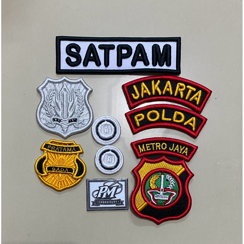 atribut satpam security bordir timbul