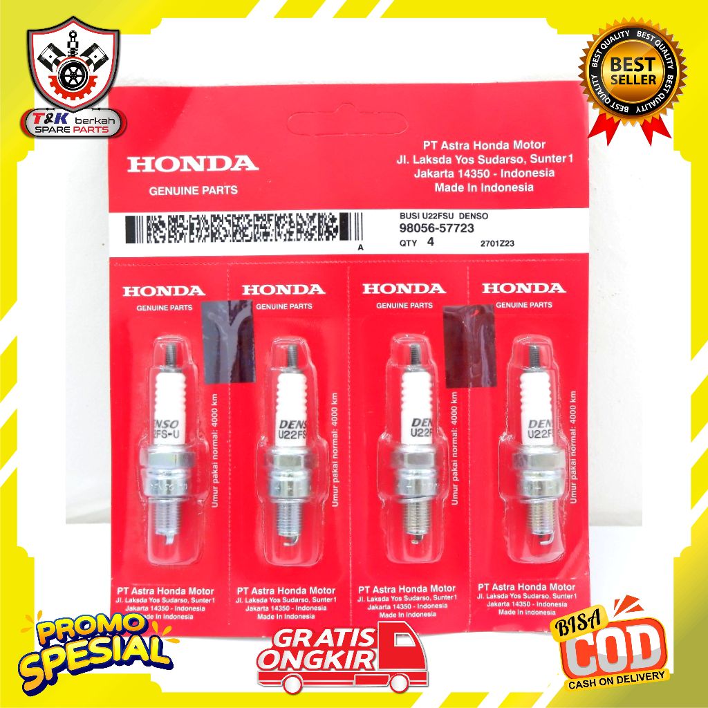 Busi Honda Grand Original AHM U22FSU 4 PCS Busi Legenda - Revo - Supra - Supra FIT - Supra X -  TNK 