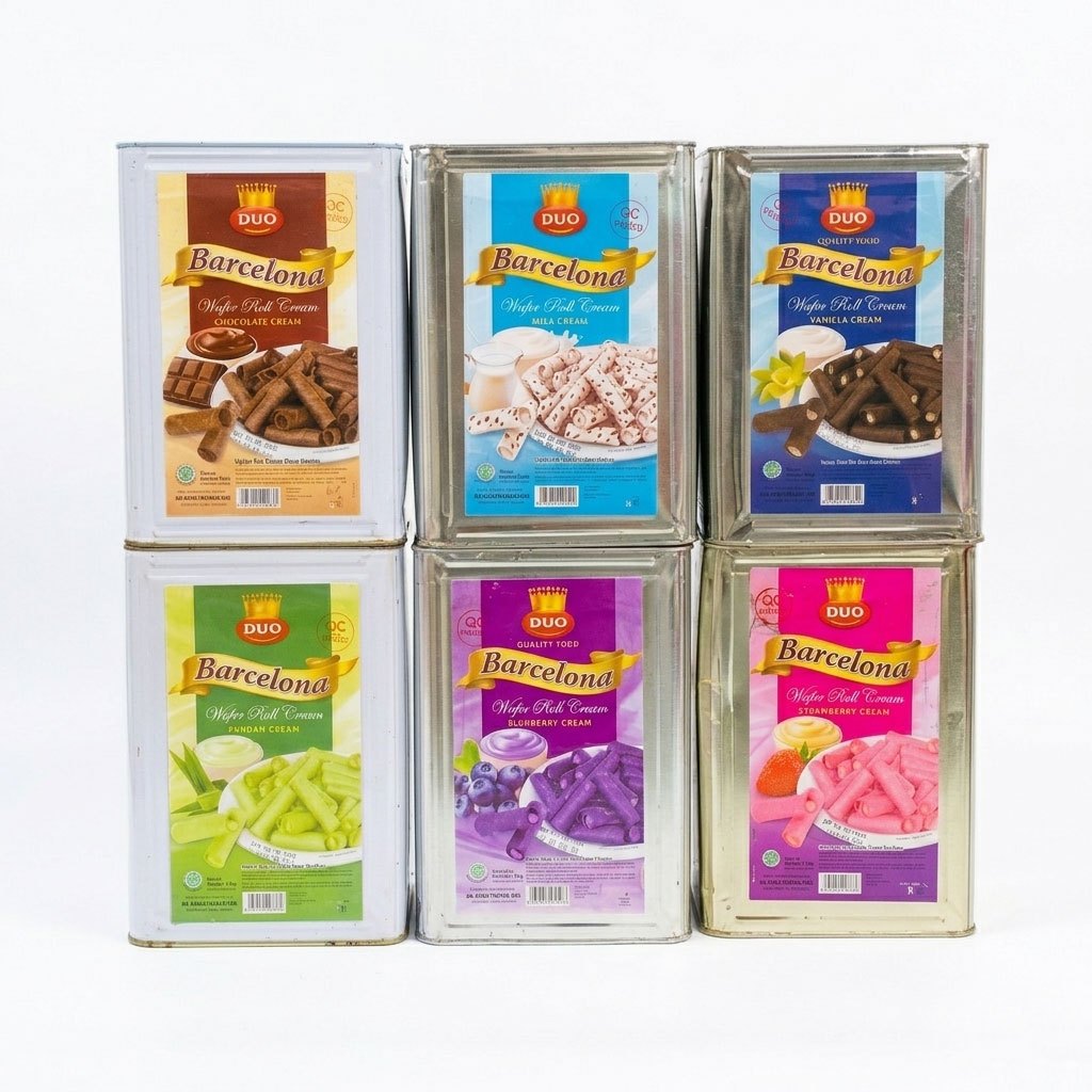 Astor Wafer Roll 1 Blek 4 kg Aneka Rasa Cemilan Kaleng Renyah Coklat Vanilla Strawberry Pandan