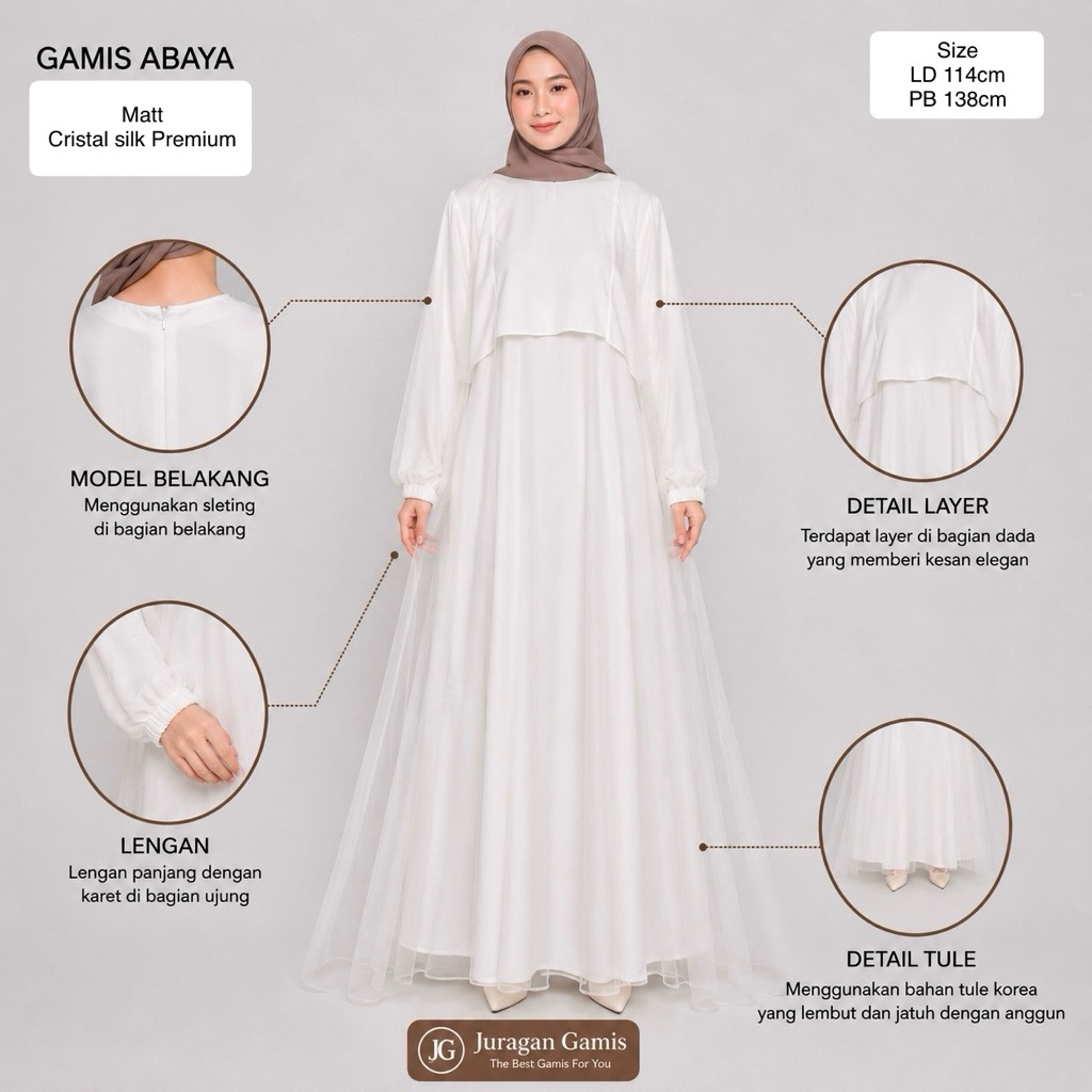 Abaya Elvira Putih & Abaya Hitam Cantik Queen Series Gamis Umar dan Haji By Pastelo