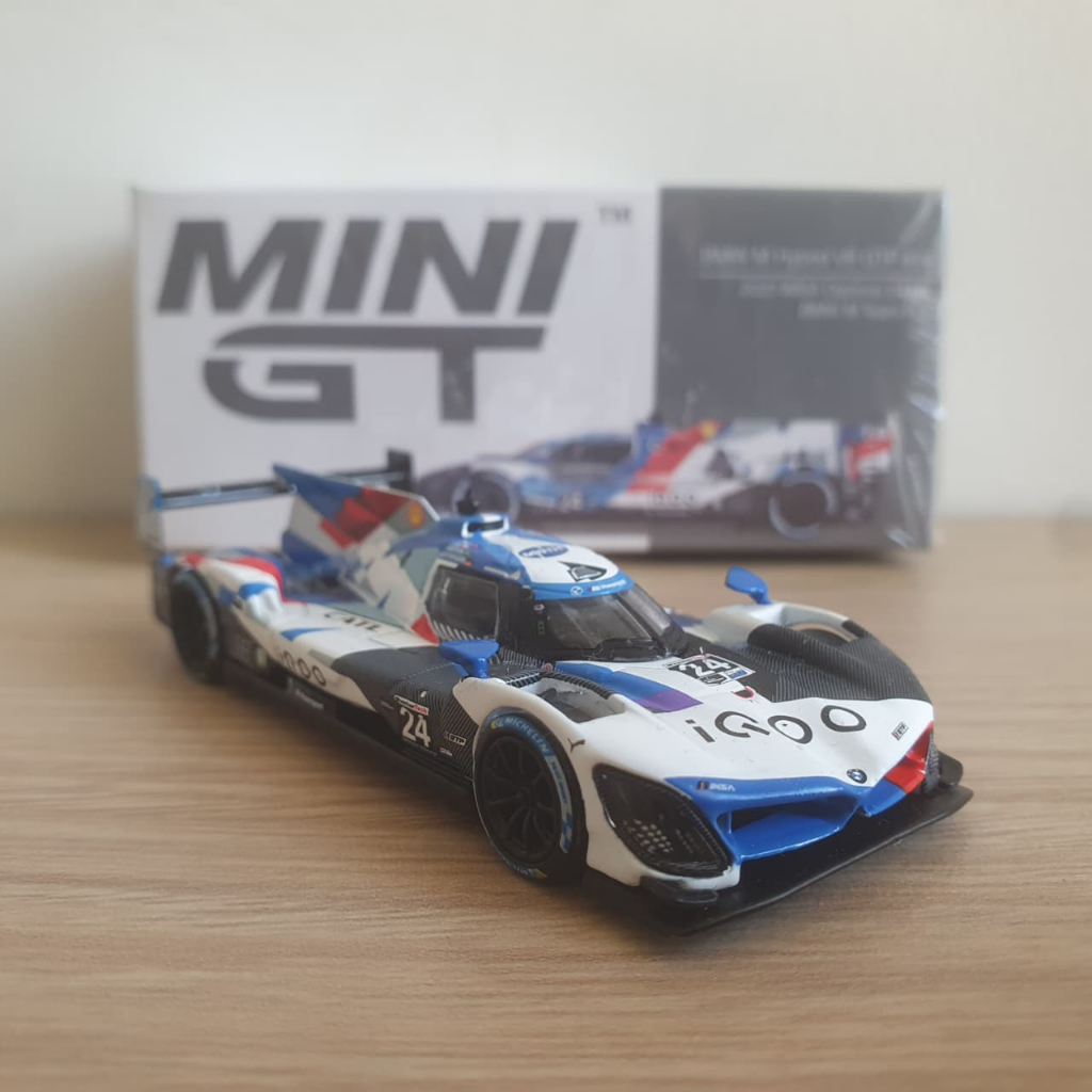 Mini GT 670 BMW M Hybrid V8 GTP #24 1/64 (2023 IMSA Daytona 24 Hrs, M Team RLL, Hr Hour, iQOO, White
