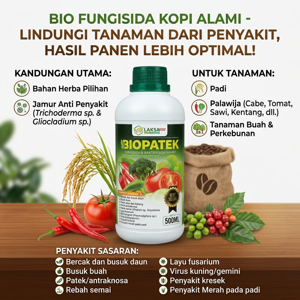 Biopatek 500ml Fungisida Organik Atasi Penyakit Tanaman Pupuk Organik Kopi Anti Jamur & Bakteri – Bi