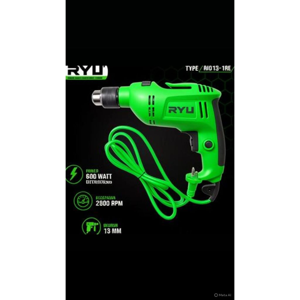 Mesin BOR LISTRIK RYU RID 13-1 RE 13mm 600 Watt
