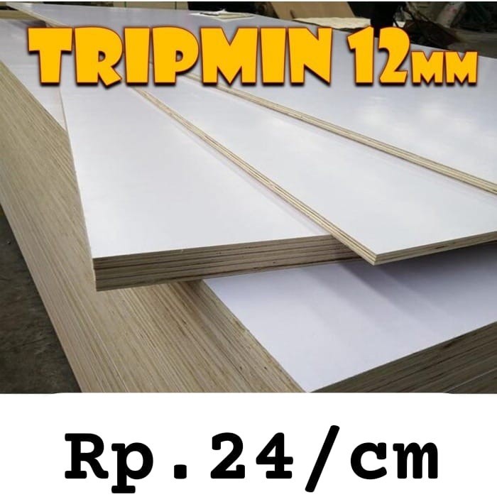 Triplek Melamin 12mm Custom Harga Rp.24/cm Triplek Putih Doff Melamin 12mm
