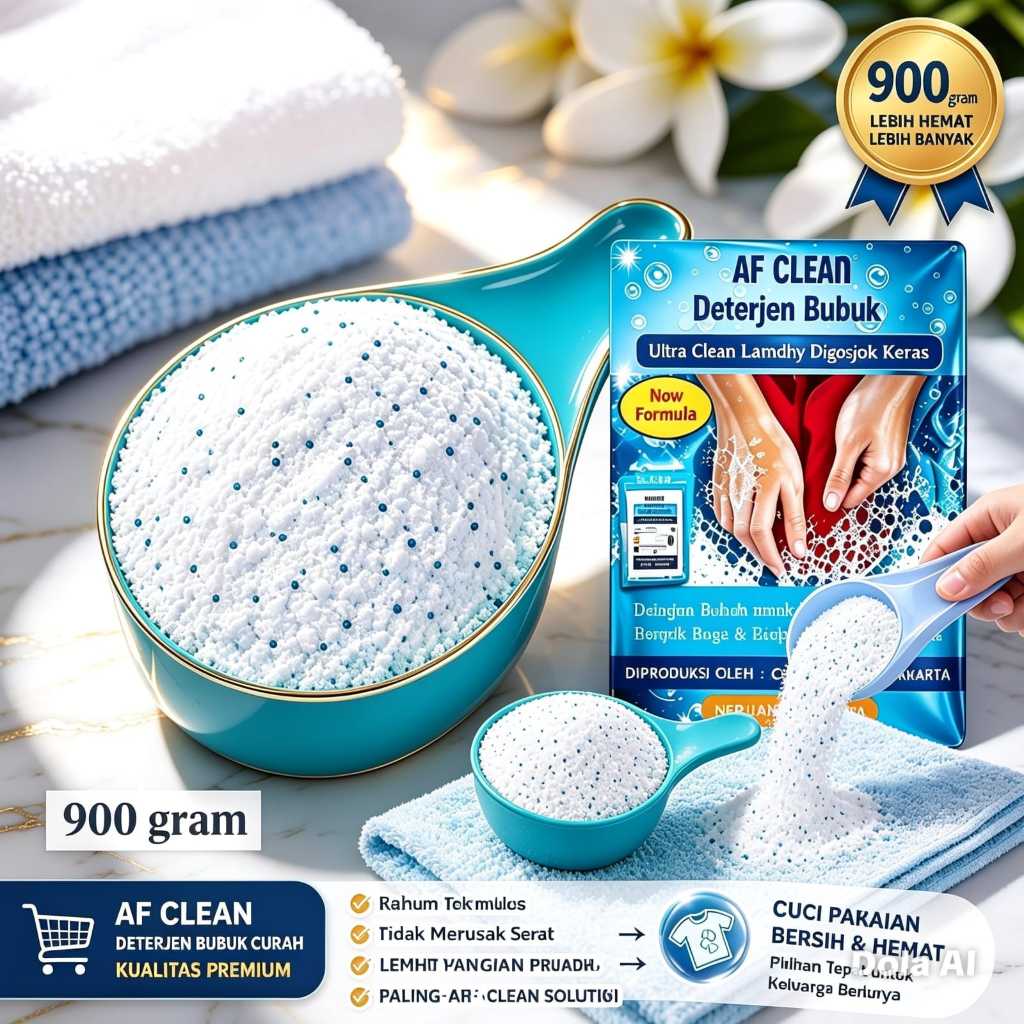 AF Clean Deterjen BUBUK ULTRA Powder 900gram - Deterjen Bubuk Curah 900gram Murah Deterjen matic