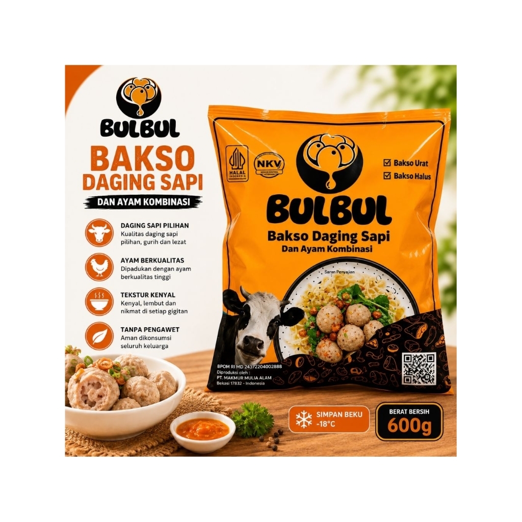 Bakso Sapi Bulbul | Bul bul| Bakso Urat ( 600gr isi 50)