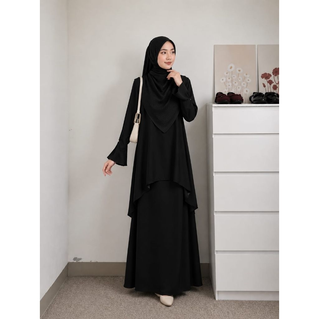 cuci gudang set tunik rok sadrina bahan sabrina anty uv baju muslim