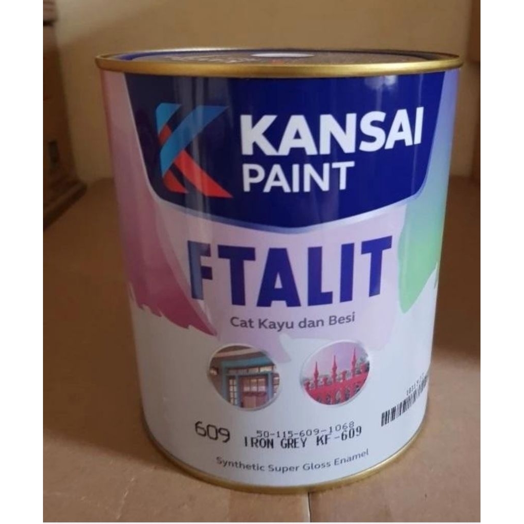 KANSAI PAINT FTALIT Cat Kayu & Besi 20L Warna 609 Iron Grey / Abu-abu Besi
