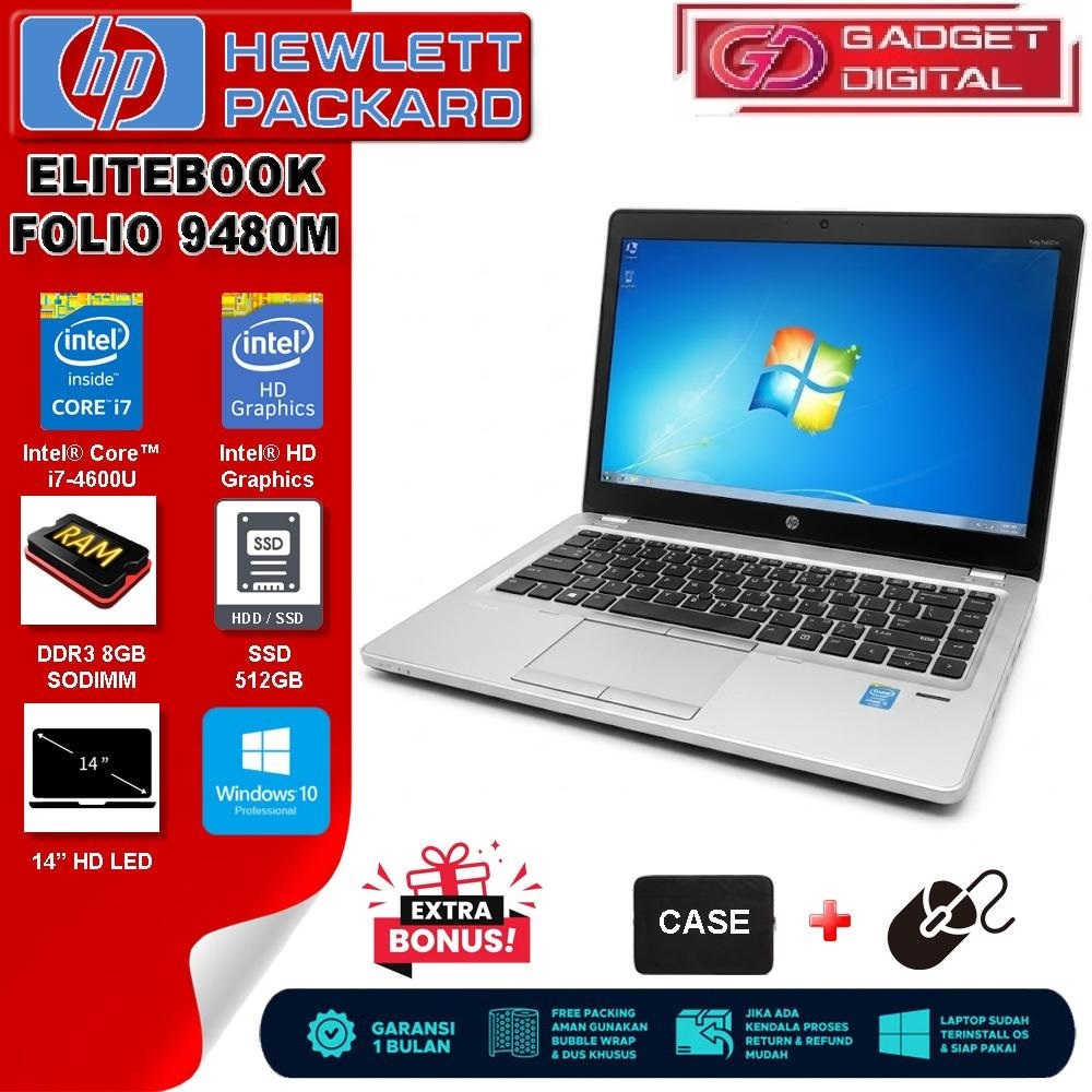 Laptop HP Elitebook Folio Core i7-4600 | 8GB / SSD 256GB | 14" HD