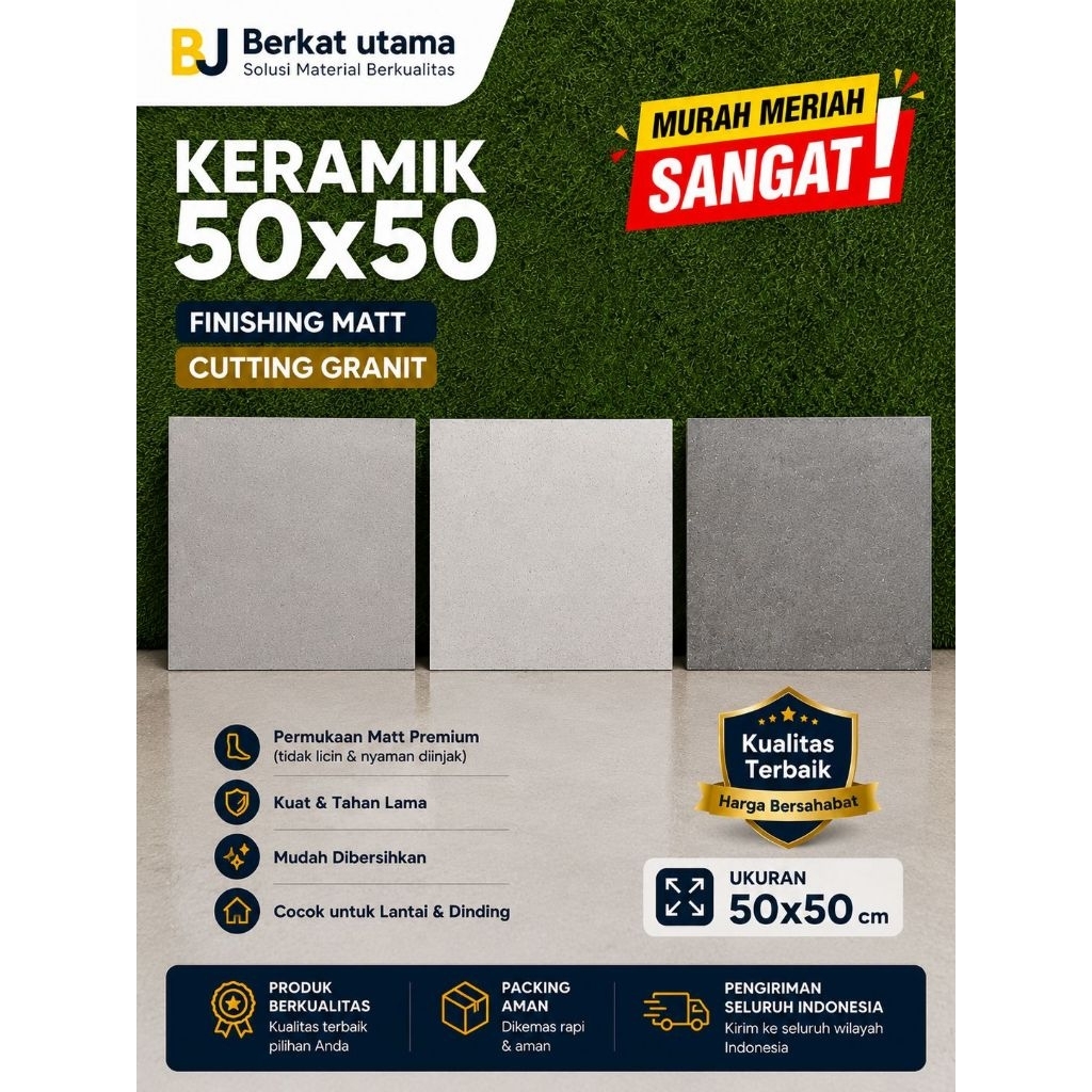 Keramik 50x50 MATT DOFF ABU SEMEN INDUSTRIAL  TERAZO ABU LIGHT GREY - DARK GREY CUTTING GRANIT
