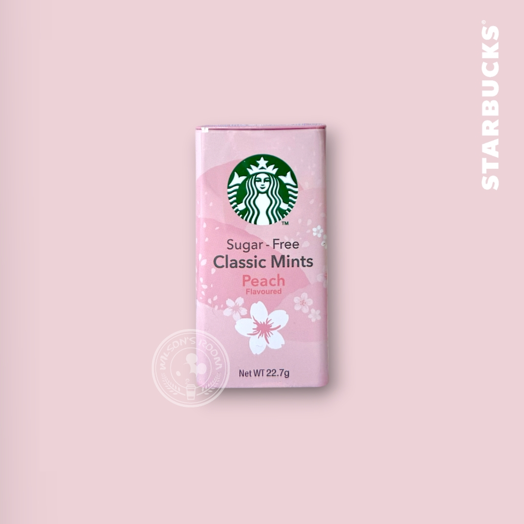 Starbucks Sugar-Free Classic Mints PEACH flavoured Permen Mint Sakura Vegetarian Friendly Fresh Brea